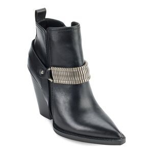 DKNY Womens Black Strap Pull Tab Tizz Pointed Toe Block Heel Booties 5 M